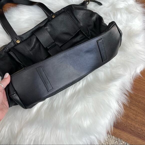 Sundance | Pandora Black Leather Bag Satchel Purse Handbag Made In Italy Tote - Picture 4 of 12